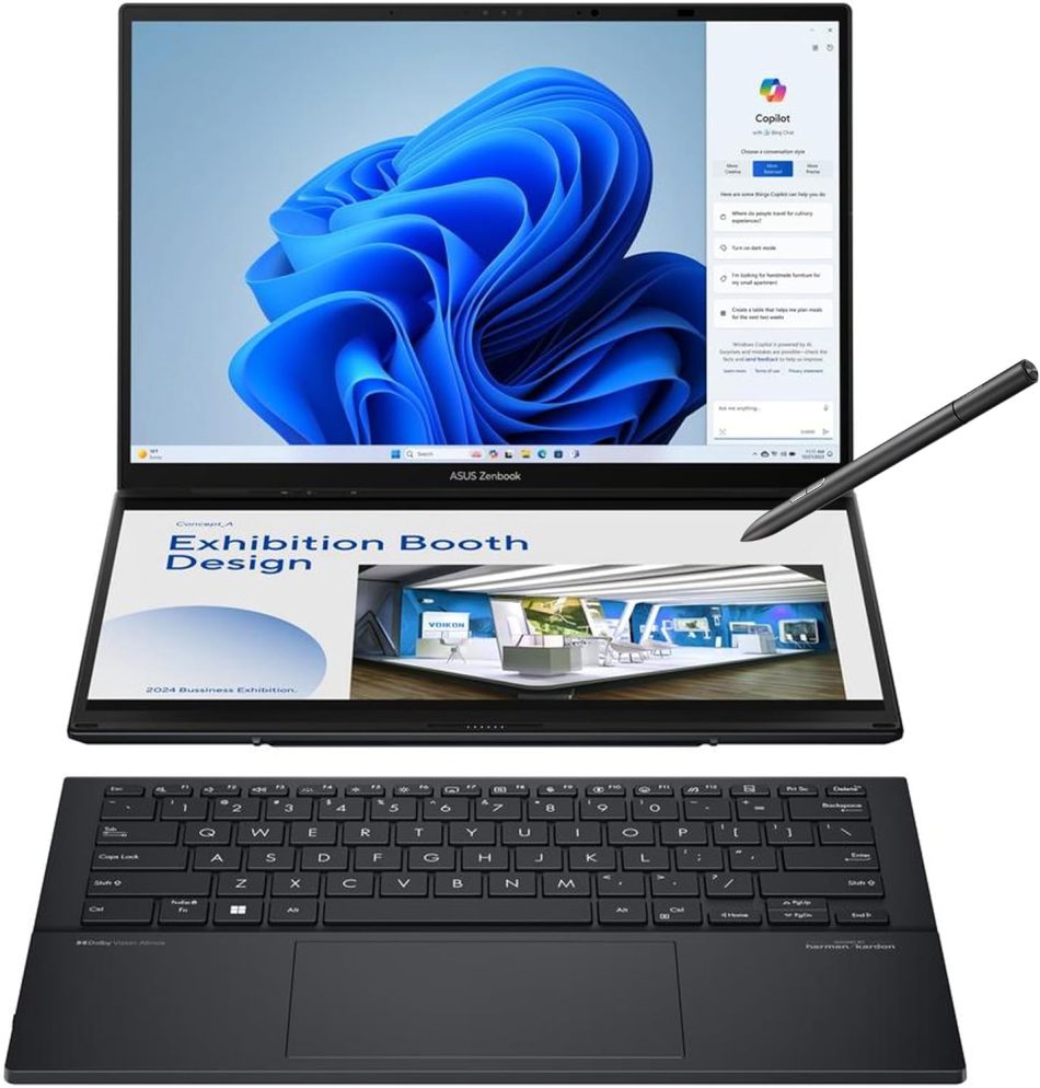 ASUS Zenbook Duo Laptop, Dual 14” OLED 3K 120Hz Touch Display, Evo, Intel Core Ultra 9 285H, Intel Arc Graphics, 32GB RAM, 1TB SSD, Windows 11, UX8406CA-PS99T