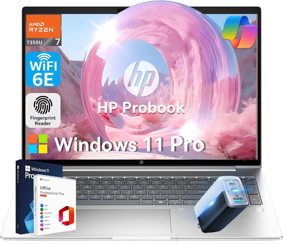HP ProBook 465 G11 16″ Business Laptop, AMD Ryzen 7 7735U (Beats Ultra 7 165U), AMD Radeon 680M, Fingerprint, Backlit KB, Copilot AI, FHD+ IPS Display, Wi-Fi 6E, Win 11 Pro(32GB DDR5 | 1TB SSD)
