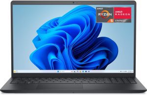Dell 15 Laptop DC15255-15.6-inch FHD 120Hz Display, AMD Ryzen 5-7520U, 8GB LPDDR5 RAM, 512GB SSD, Radeon 610M Graphics, Windows 11 Home, Onsite Service – Carbon Black