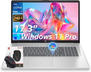 HP 2026 17 inch laptops, 16GB RAM 512GB SSD Windows 11 Pro, Intel Core i3-N305, 17.3″ HD+, Up to 9.5 Hours Battery Life–Business Laptop for Work & Students, AI Copilot, Type-c, Patented KB Kit