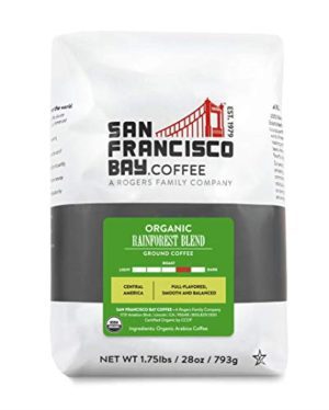 San Francisco Bay Coffee – Medium-Dark Roast – Organic Rainforest Blend (28 oz bag) – Ground Coffee, USDA Organic