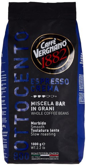 Caffe Vergnano Espresso Roast “Crema 800 Blend” Whole Bean Coffee | 2.2 Lb Bag (1 kilo) | Imported from Italy