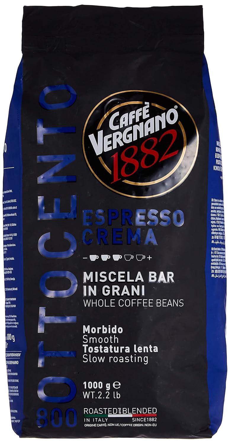Caffe Vergnano Espresso Roast “Crema 800 Blend” Whole Bean Coffee | 2.2 Lb Bag (1 kilo) | Imported from Italy