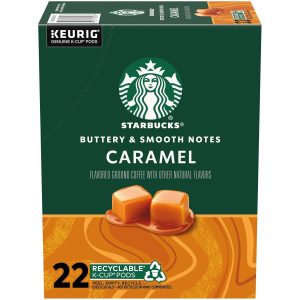 Starbucks K-Cup Coffee Pods, Flavored Hot or Iced Coffee, Caramel, 22 Keurig Pods