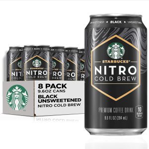Starbucks – RTD Coffee Nitro Cold Brew, Black Unsweetened, 9.6 fl oz Cans (8 Pack), Iced Coffee, Cold Brew Coffee, Coffee Drink