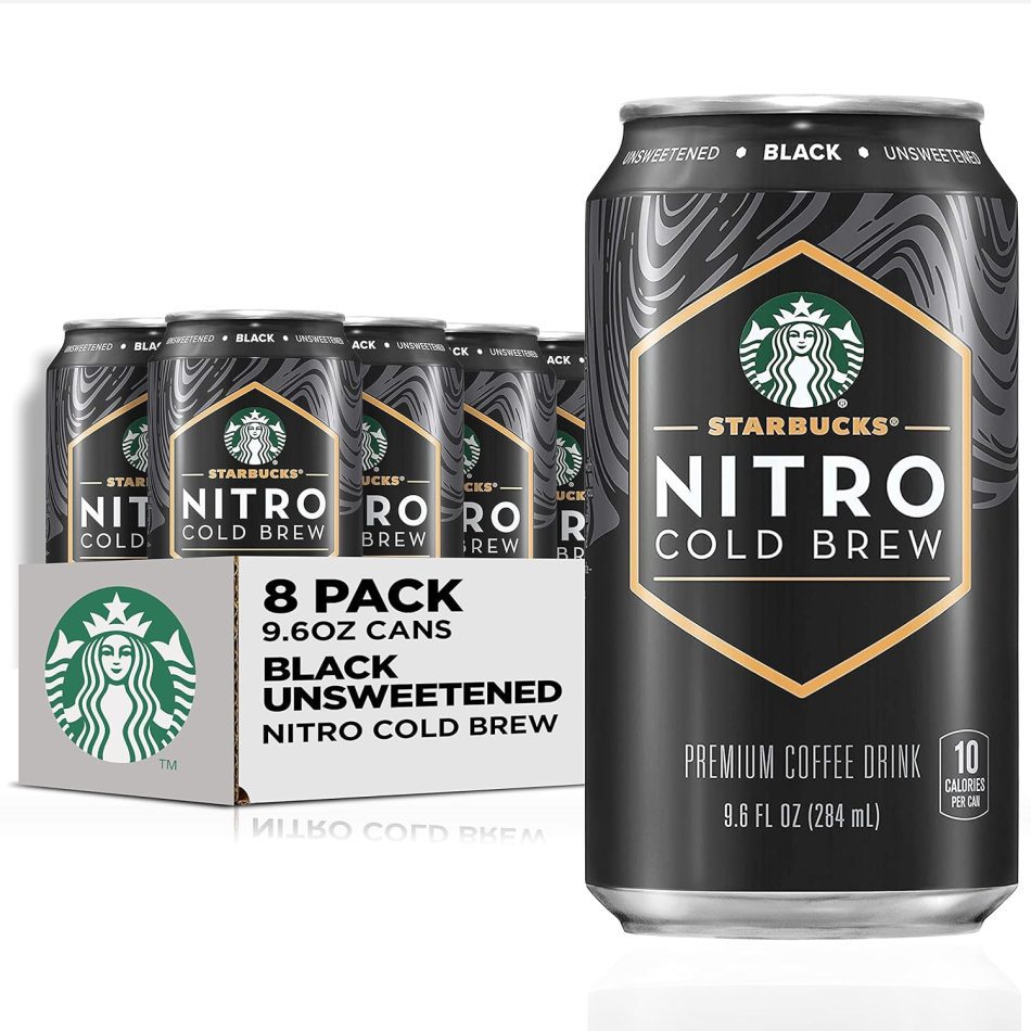 Starbucks – RTD Coffee Nitro Cold Brew, Black Unsweetened, 9.6 fl oz Cans (8 Pack), Iced Coffee, Cold Brew Coffee, Coffee Drink