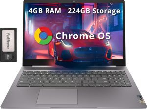 Lenovo Ideapad 3 15.6″ FHD Chromebook, Intel Celeron N4500, 4GB RAM, 224GB Storage (64GB SSD+160GB Docking Station Set), ‎Intel UHD Graphics, Full Size Keyboard, Chrome OS, Artic Gray