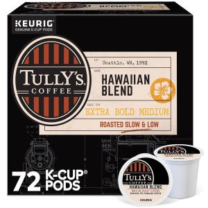 Tully’s Coffee Hawaiian Blend Keurig Single-Serve K-Cup Pods, Medium Roast, 72 Count