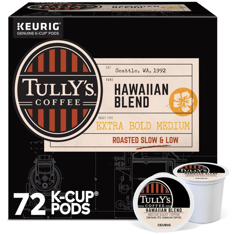Tully’s Coffee Hawaiian Blend Keurig Single-Serve K-Cup Pods, Medium Roast, 72 Count