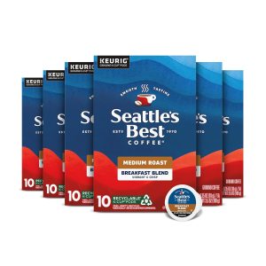 Seattle’s Best Coffee Breakfast Blend Medium Roast K-Cup Pods | 6 Boxes of 10 (60 Total Pods)