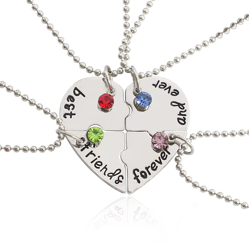 Best Friend 3/4 Piece Set Necklace BFF Necklace Female Love Friendship Pendant Choker Fashion  Men And Women Jewelry Gift 2025