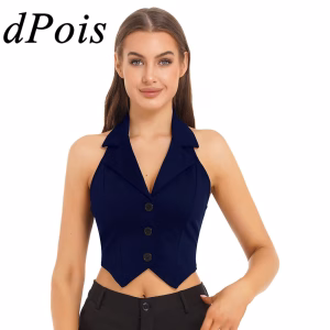 Women’s Vests Halter Neck Office Ladies Crop Tops V-Neck Formal Elegant OL Waistcoat Suits Vest Business Work Wear Mujer