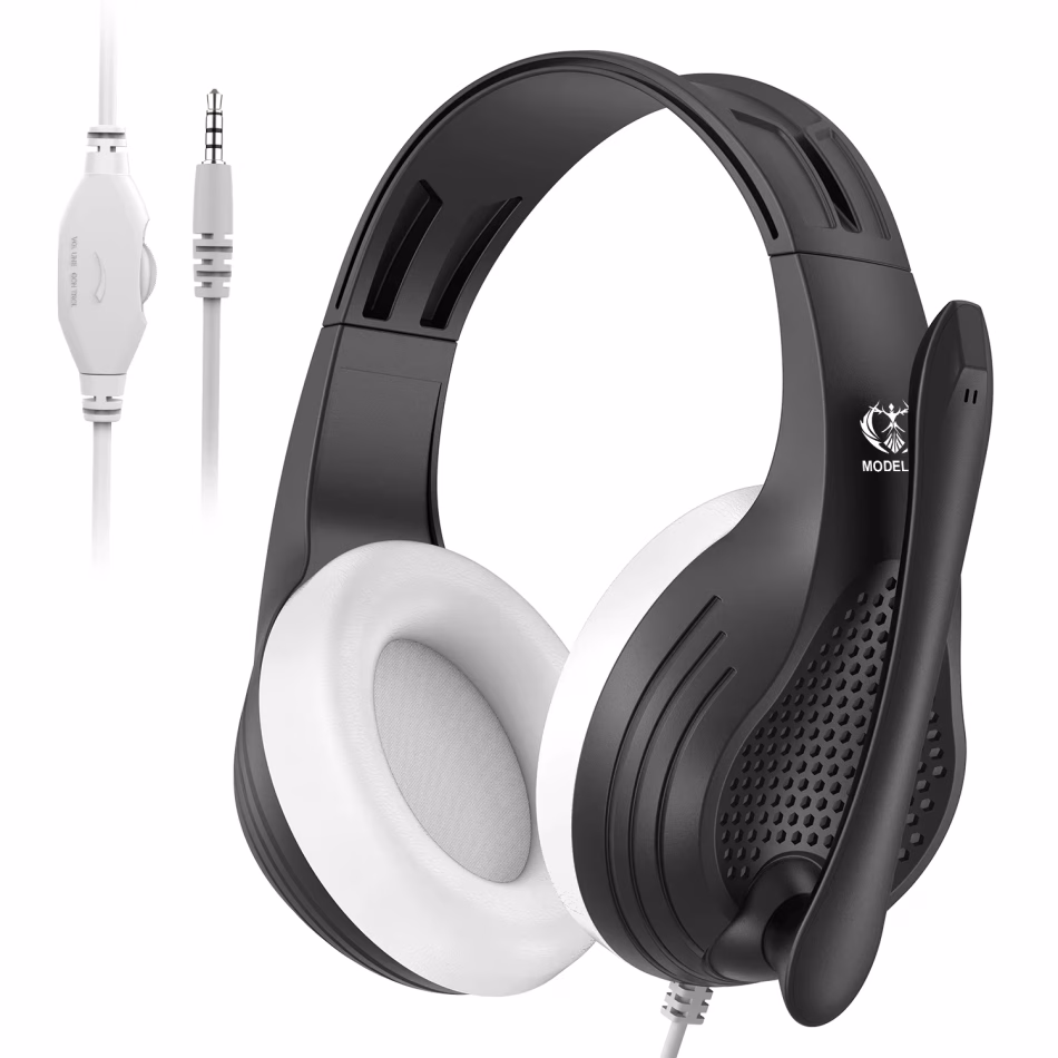 3.5mm Wired Over-Ear Headphones with Mic, Noise Cancelling, Stereo Bass, Soft Earmuffs for Gaming PC/PS4/PS5/XBOX/Laptop/Phone/T