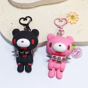 Demon Bear Keychains:Cute Punk Bag Charms with Spiked Collars,Unique Evil Teddy Trinkets,Stylish Collectible Accessories&Gift