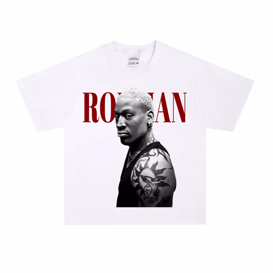 Dennis Rodman T-Shirt Distressed Cotton Vintage Style Basketball Fan Casual Outdoor Streetwear Trend Outfit Classic Fashion Wear