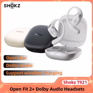 Shokz OpenFit 2+ T921 Open Wireless Earbuds DualBoost Drivers Dolby Audio Dual Mic Noise Cancellation for Running Workout Office