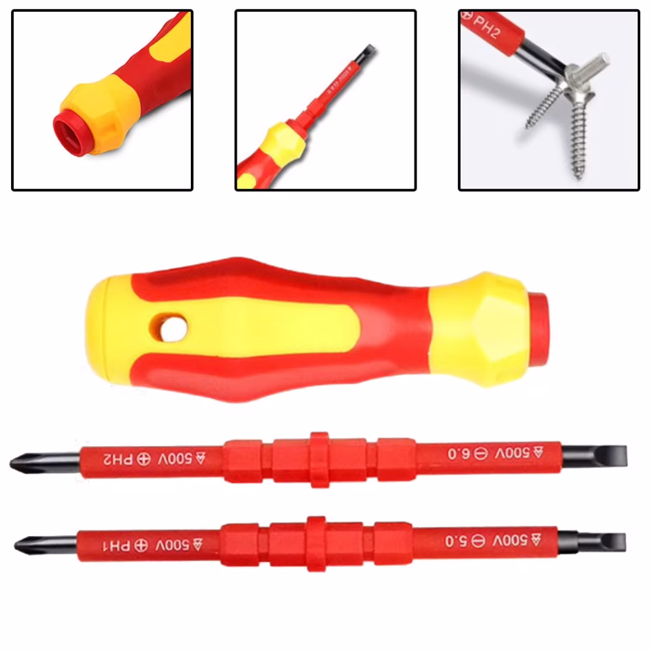 3Pcs/set 3-in-1 Insulated Screwdriver Set Multi-Purpose Electrician Screwdriver Bits Slotted Cross Head PH1 PH2 Repaire Tools