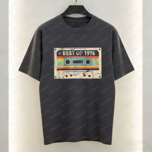 Best of 1976 Cassette Tape Graphic Tshirt Fashion Casual Unisex Top Retro Trend Cool Street T Shirts Men’s Cotton Short-sleeve