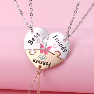 3pcs Heart-shaped Best Friends Forever Necklace for Women Trendy Stitching Pendants Jewelry BFF Friendship Birthday Gifts 2025