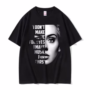 Best Famous Singer Adele Face Graphic Print T-shirt Men Clothing Fashion Pop Music T-shirts Men’s Oversized T Shirts Fans Gift