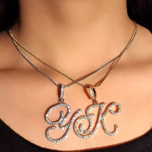Hot A-Z Initial Cursive Letters Pendant Necklace For Women Gold Silver Color Shiny Rhinestone Metal Chain Necklace Jewelry Gift