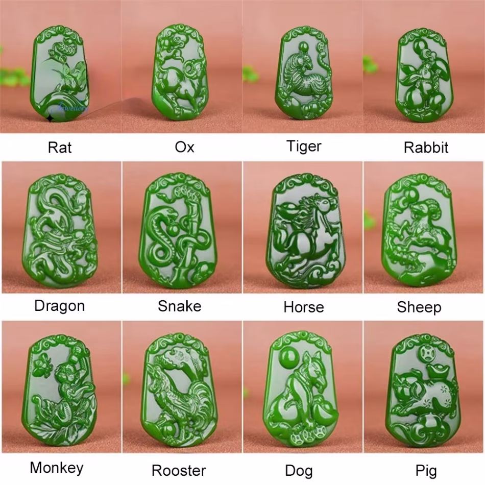 Natural Hetian Jasper Zodiac Pendant Simple Exquisite Charm Fashion Fine Jewelry Best Selling Handicraft Holiday Gift Mascots