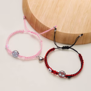 Hello Kitty Braided Bracelet Cartoon Couples Best Friend Bff Friendship Bracelets 2Pcs/set Magnetic Matching Wristband Gift
