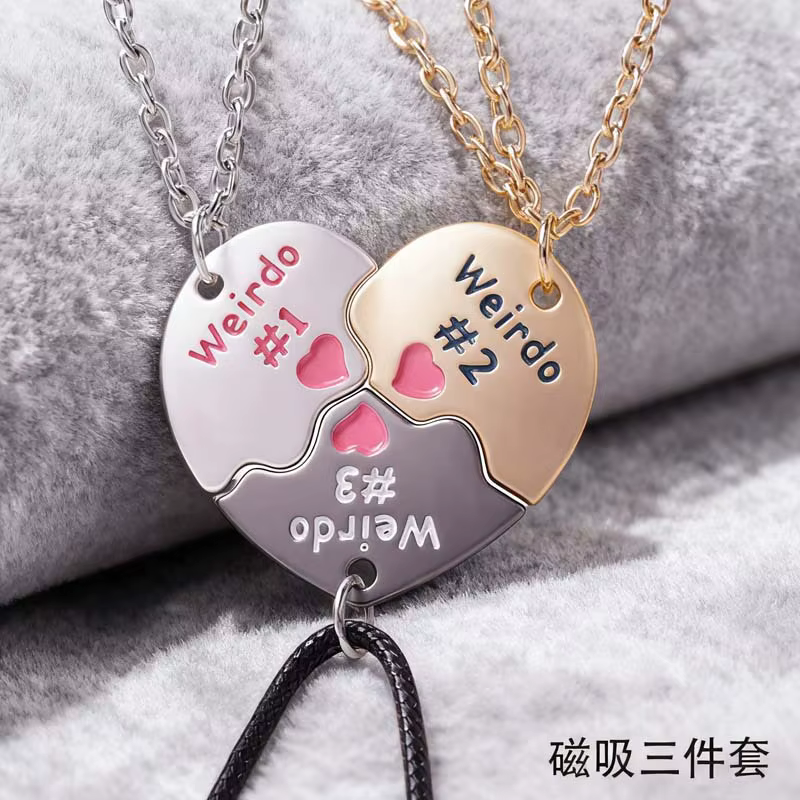 European and American Cross-Border Fashion Letter Best Friend Forever Bff Heart Splicing Necklace