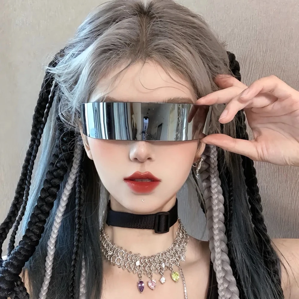 Designer Future Warrior Rimless Sunglasses One Piece Lens WrapAround Cyber Punk Futuristic Men Women Party Outdoor Sun Glasses