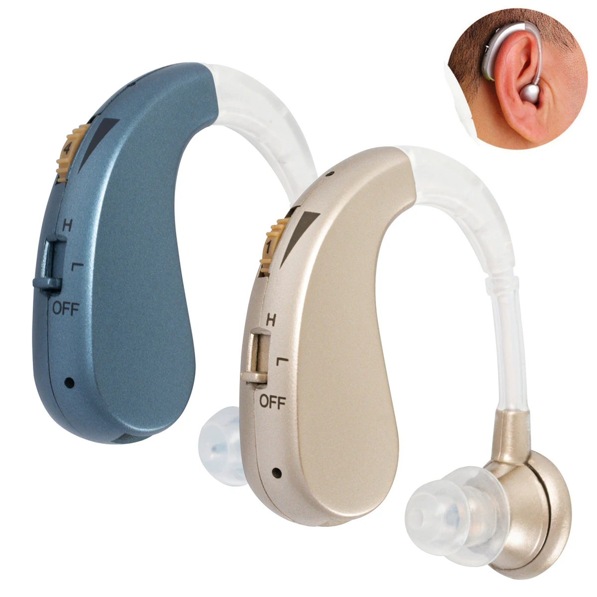 Digital Hearing Aid BTE Audiphones Tone Sound Amplifier Portable Deaf Elderly Help Ear Adjustable Hearing Aids Rechargeable