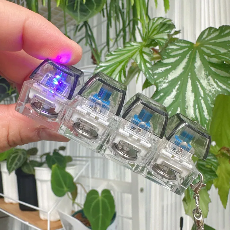 Fidget Toys LED Keyboard Keychain Crystal Clicker Sensory Toy for Stress Relief Keyboard Keychain Fidget Gadget for Adults Kids