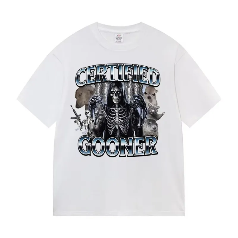 Funny Certified Gooner Screaming Possum Meme Women Vintage Fashion Short Sleeve T-shirt Urban Style T-Shirt Aesthetic Clothes