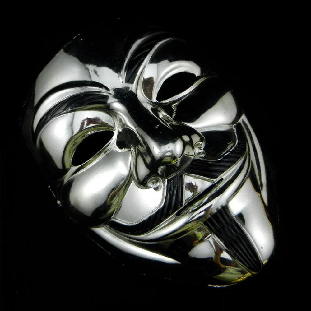 Halloween Masquerade Costume Cosplay V for Vendetta Anonymous Mask Golden Silver For Adults