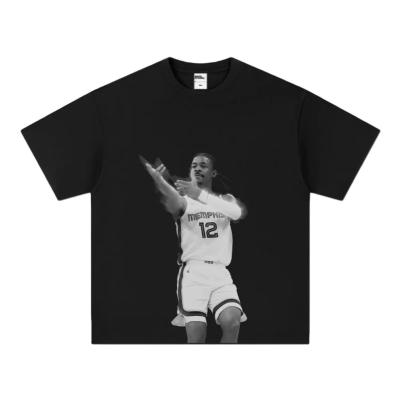 Ja Morant Throw T-Shirt Soft Cotton Street Style Basketball Casual Outdoor Leisure Daily Trendy Fashion Urban Wear