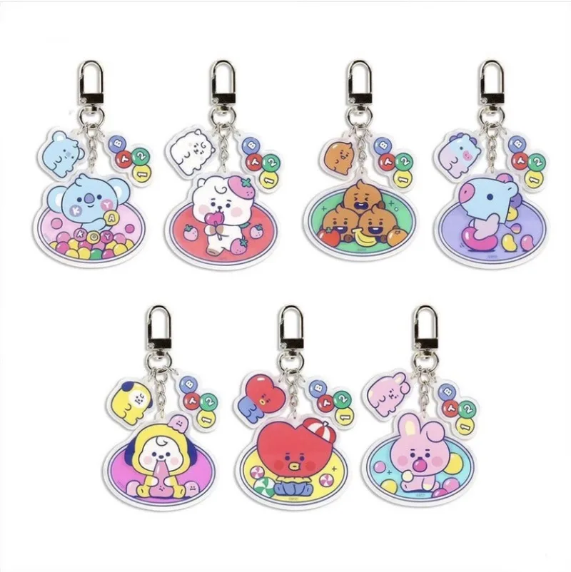 Kawaii BT21 Acrylic Keychain Backpack Pendant Keychain Decoration CHIMMY COOKY KOYA TATA Anime Gift Toys