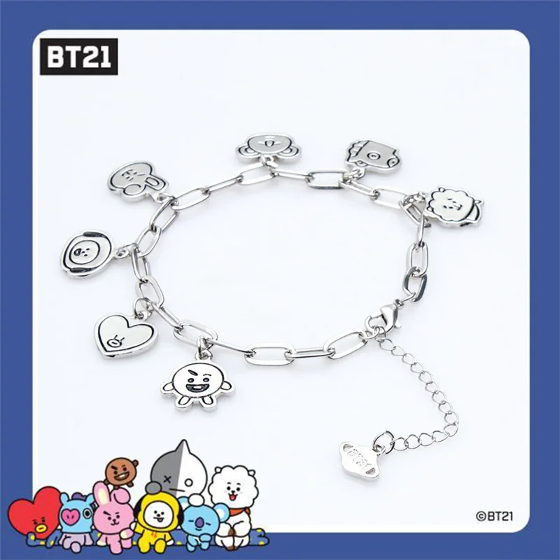 Kawaii Bt21 Bracelet Cartoon New Couple Jewelry 26CM Alloy Bracelet Simple Fashion Men's and Women's Accessories Fans Collect