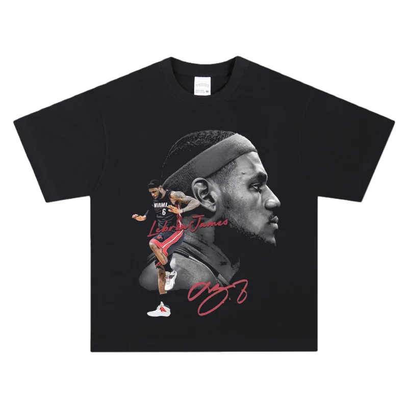 LeBron James Dual Pose T-Shirt Breathable Cotton Y2K Basketball Fan Daily Casual Streetwear Essential Fashion Urban Top