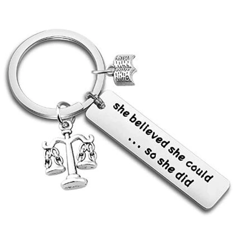 New Lawyer Gift Law School Graduation Gift She Believed She Could So She Did Keychain Scales of Justice Lawyer Keychain Keyring