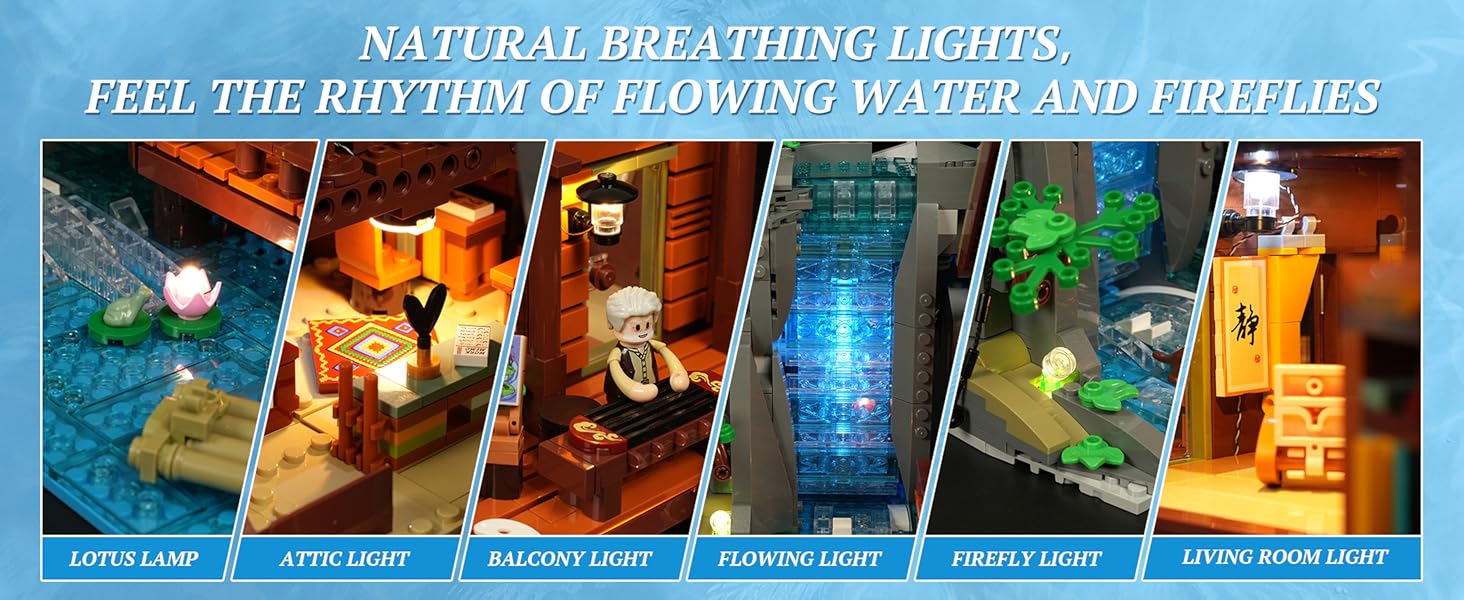 waterfall cabin lighting building set
