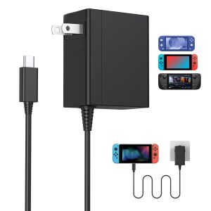 Charger for Nintendo Switch, 39W Power Supply Switch AC Adapter with 5FT USB C Cord Compatible with Lite/OLED/Pro Controller and Dock Supports TV Mode