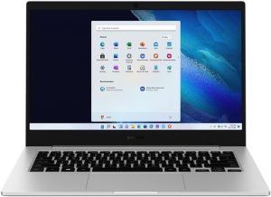 Samsung Galaxy Book Go 5G Laptop (256GB, 8GB RAM, Wi-Fi + 5G / 4G LTE) 14.0″ Snapdragon 8cx Gen 2, GSM Unlocked Windows 11 Cellular Notebook w/ 180-Degree Hinge (Silver) (Renewed)