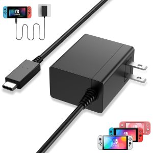 Charger for Nintendo Switch, 45W AC Adapter, 20V/2.25A Fast Charging with 5FT USB-C Cable Compatible with Lite/OLED/Steam Deck/PlayStation Portal, Support Switch TV Mode