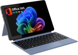2-in-1 Laptop/Tablet (2026), Windows 11 PC with Magnetic Keyboard, 1-Year Office 365, 10.1″ FHD IPS Touchscreen, 8GB RAM 256GB SSD, 6500Y Processor, USB-C, 2 Stereo Speakers for Home Office Students