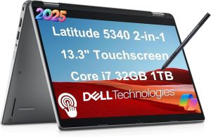 Dell Latitude 5340 2-in-1 Business Laptop (13.3″ FHD Touchscreen, Intel Core i7-1365U vPro, 32GB DDR5, 1TB SSD) Backlit, 1080p Webcam, 2 x Thunderbolt 4, Latitude 5000, IST Pen, Win 11 Pro w/Copilot