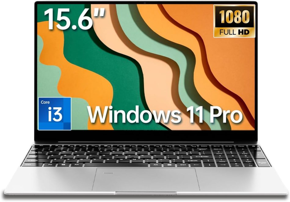 2026 Latest 15.6” Laptop Win 11 Pro, 1080p FHD IPS Display, 8GB RAM 256GB SSD, Intel Processor 6500Y(3.4GHz), Backlit Keyboard, Fingerprint, Webcam, USB 3.2 Gen1, WiFi5, BT5, Mini-HDMI, TF Card Slot