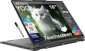 Lenovo Yoga 7i 2-in-1 Laptop, 16″ FHD+ 2K Touchscreen Display, 12-core Intel Core Ultra 7 155U, 16GB LPDDR5X, 1TB SSD, Backlit KB, Fingerprint, Thunderbolt 4, Win 11 Home, Storm Grey, EAT 16GB USB Pen