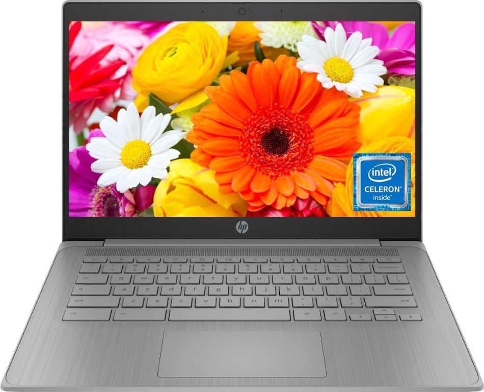 HP 14″ HD Chromebook Laptop for Students, Intel Quad-Core N4120(> N4020), 4GB RAM, 64GB eMMC, WiFi, Webcam, HDMI, USB-A&C, 14 Hours Battery life, ZOOM, Chrome OS, CUE Accessories