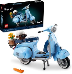 LEGO Icons Vespa 125 Model Building Kit – Vintage Italian Scooter DIY Craft Kit for Adults, Ages 18+ – Gift for Birthdays – Includes Kickstand for Easy Display – 10298
