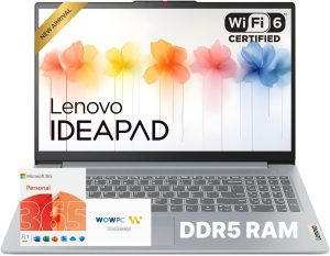 Lenovo IdeaPad Slim 3i 15.6″ FHD Laptop • Microsoft Office 365 • 1.1TB Storage • LPDDR5 • Intel 4 Cores • 128GB SSD and 1TB Cloud • WiFi 6 • Military-Grade • Windows 11 no Mouse • Essential Laptop
