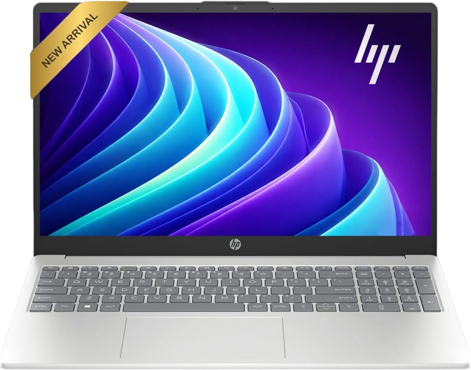 HP New 15.6 inch Laptop Computer, 2026 Edition, Intel High-Performance 4 cores N100 CPU, 128GB SSD, Copilot AI, Windows 11 Pro with Office 365 for The Web, no Mouse